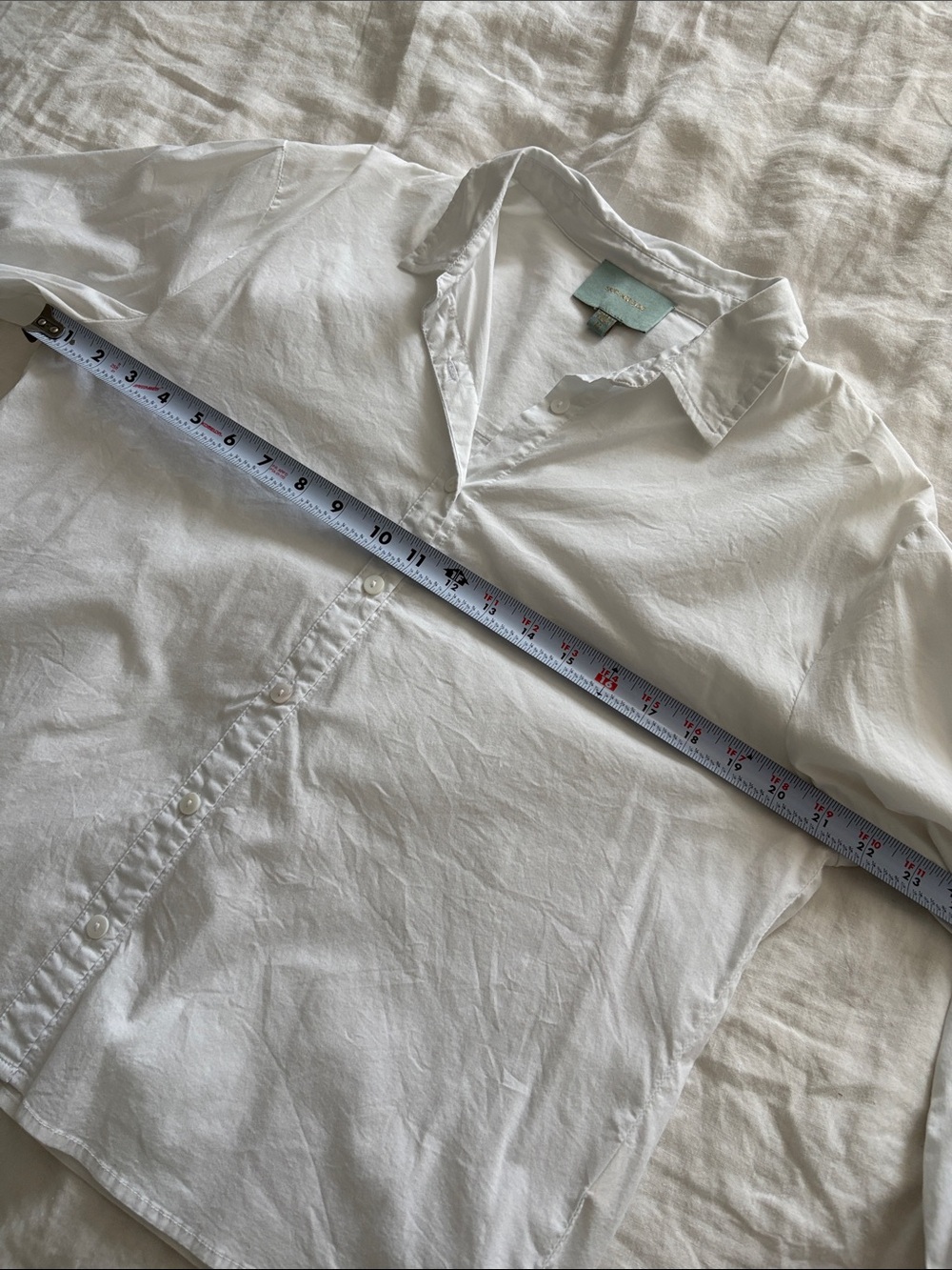 Classic White Tie-Sleeve Button-Down Shirt - Picture 12 of 13